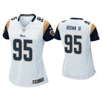 Women Los Angeles Rams #95 Bobby Brown III White Game Jersey