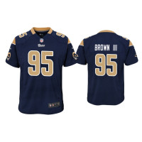 Youth Los Angeles Rams #95 Bobby Brown III Navy Game Jersey