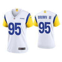 Women Los Angeles Rams #95 Bobby Brown III White Alternate Game Jersey