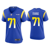 Women Los Angeles Rams #71 Bobby Evans Royal Game Jersey