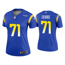 Women Los Angeles Rams #71 Bobby Evans Royal Legend Jersey