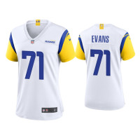 Women Los Angeles Rams #71 Bobby Evans White Alternate Game Jersey