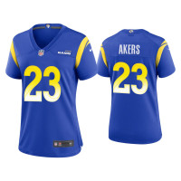 Women Los Angeles Rams #23 Cam Akers Royal Game Jersey