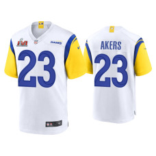 Men Los Angeles Rams #23 Cam Akers Super Bowl LVI White Game Jersey