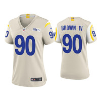 Women Los Angeles Rams #90 Earnest Brown IV Bone Game Jersey