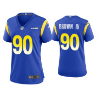 Women Los Angeles Rams #90 Earnest Brown IV Royal Game Jersey