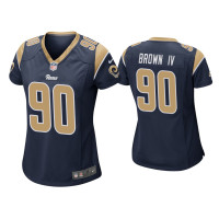 Women Los Angeles Rams #90 Earnest Brown IV Navy Game Jersey