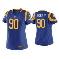 Women Los Angeles Rams #90 Earnest Brown IV Royal Game Jersey