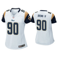 Women Los Angeles Rams #90 Earnest Brown IV White Game Jersey