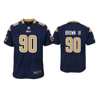 Youth Los Angeles Rams #90 Earnest Brown IV Navy Game Jersey