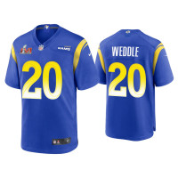 Men Los Angeles Rams #20 Eric Weddle Super Bowl LVI Royal Game Jersey