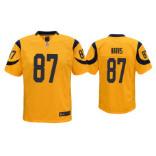 Youth Los Angeles Rams #87 Jacob Harris Gold Color Rush Game Jersey