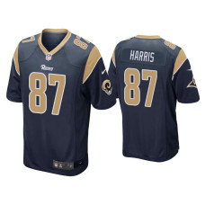 Men Los Angeles Rams #87 Jacob Harris Navy Game Jersey