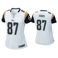 Women Los Angeles Rams #87 Jacob Harris White Game Jersey