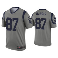 Men Los Angeles Rams #87 Jacob Harris Gray Inverted Legend Jersey