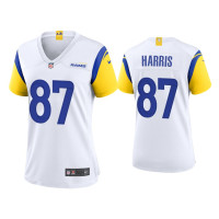 Women Los Angeles Rams #87 Jacob Harris White Alternate Game Jersey