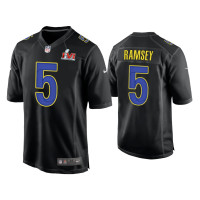 Men Los Angeles Rams #5 Jalen Ramsey Super Bowl LVI Black Game Fashion Jersey