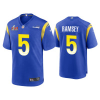 Men Los Angeles Rams #5 Jalen Ramsey Super Bowl LVI Royal Game Jersey