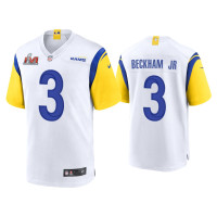 Men Los Angeles Rams #3 Odell Beckham Jr. Super Bowl LVI White Game Jersey