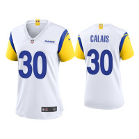 Women Los Angeles Rams #30 Raymond Calais White Alternate Game Jersey