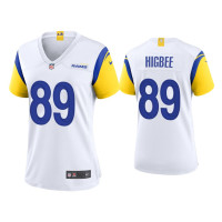 Women Los Angeles Rams #89 Tyler Higbee White Alternate Game Jersey