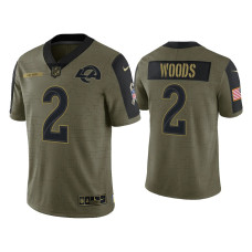 Men Los Angeles Rams #2 Robert Woods Olive 2021 Salute To Service Limited Jersey