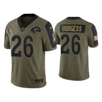 Men Los Angeles Rams #26 Terrell Burgess Olive 2021 Salute To Service Limited Jersey