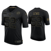 Men Los Angeles Rams #52 Terrell Lewis Black 2020 Salute to Service Limited Jersey