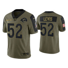 Men Los Angeles Rams #52 Terrell Lewis Olive 2021 Salute To Service Limited Jersey