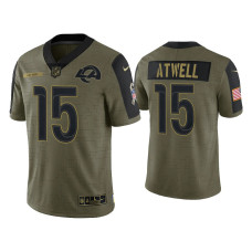 Men Los Angeles Rams #15 Tutu Atwell Olive 2021 Salute To Service Limited Jersey