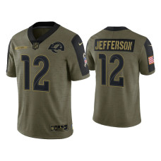 Men Los Angeles Rams #12 Van Jefferson Olive 2021 Salute To Service Limited Jersey