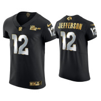 Men Los Angeles Rams #12 Van Jefferson Black Golden Edition Vapor Elite Jersey