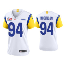 Women Los Angeles Rams #94 A'Shawn Robinson Super Bowl LVI Champions White Game Jersey