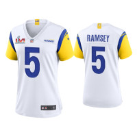 Women Los Angeles Rams #5 Jalen Ramsey Super Bowl LVI Champions White Game Jersey