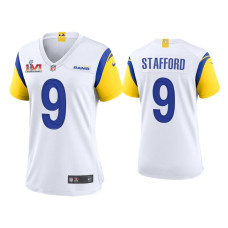 Women Los Angeles Rams #9 Matthew Stafford Super Bowl LVI Champions White Game Jersey