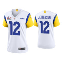 Women Los Angeles Rams #12 Van Jefferson Super Bowl LVI Champions White Game Jersey