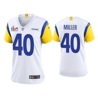 Women Los Angeles Rams #40 Von Miller Super Bowl LVI Champions White Game Jersey