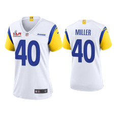 Women Los Angeles Rams #40 Von Miller Super Bowl LVI Champions White Game Jersey