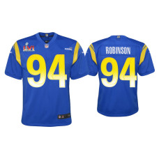 Youth Los Angeles Rams #94 A'Shawn Robinson Super Bowl LVI Royal Game Jersey