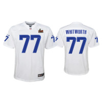 Youth Los Angeles Rams #77 Andrew Whitworth Super Bowl LVI White Game Fashion Jersey