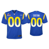 Youth Los Angeles Rams #00 Custom Super Bowl LVI Royal Game Jersey