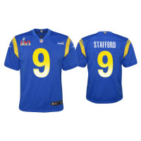 Youth Los Angeles Rams #9 Matthew Stafford Super Bowl LVI Royal Game Jersey