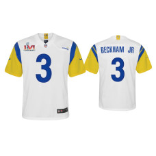 Youth Los Angeles Rams #3 Odell Beckham Jr. Super Bowl LVI White Game Jersey